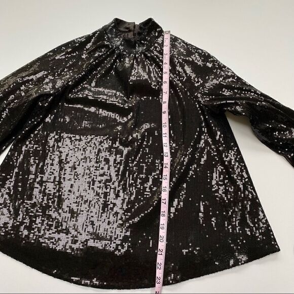 RtA Tennessee Top Black Sequin Long Sleeve Embellished Shirt XS - Picture 14 of 16